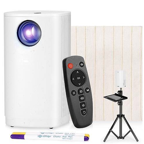 Pllieay Tufting Making Kit, Includes Mini Projector with Tripod and Tray, Tufting Cloth, Marker Pens, Portable 1080P Projector for Tufting, Compatible with TF, USB, Laptop, Ios and Android Phone