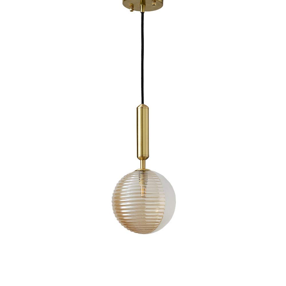 Lustre en verre ambré haut de gamme à tête unique et fer forgé G9