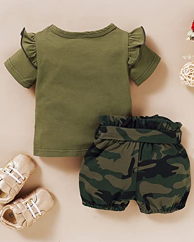 Mikrdoo 2T Girl Clothes Toddler Girl Outfit Cotton Short Sleeve Shirt Camo Shorts Set Little Girl Clothes Baby Camouflage Outfits 2T-3T Girls Clothes Summer #TOP2