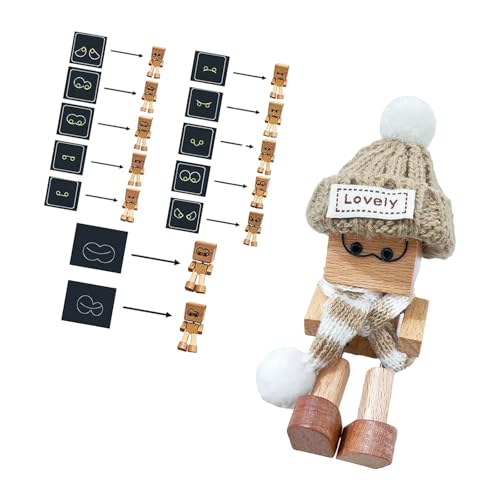 XAGMODSHN Figurine d'homme en bois qui secoue les pieds, poupée en bois faite à la main, accessoires de tableau de bord de voiture, accessoires de tableau de bord en bois