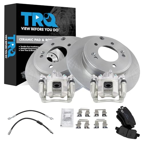 Image of TRQ Rear Brake Pad and Rotor Set Ceramic Calipers Compatible with 2014 Kia Optima