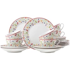 Ritzenhoff & Breker Shanti Doppio Coffee Tableware 18 Pieces, Porcelain, Dishwasher Safe, 17960