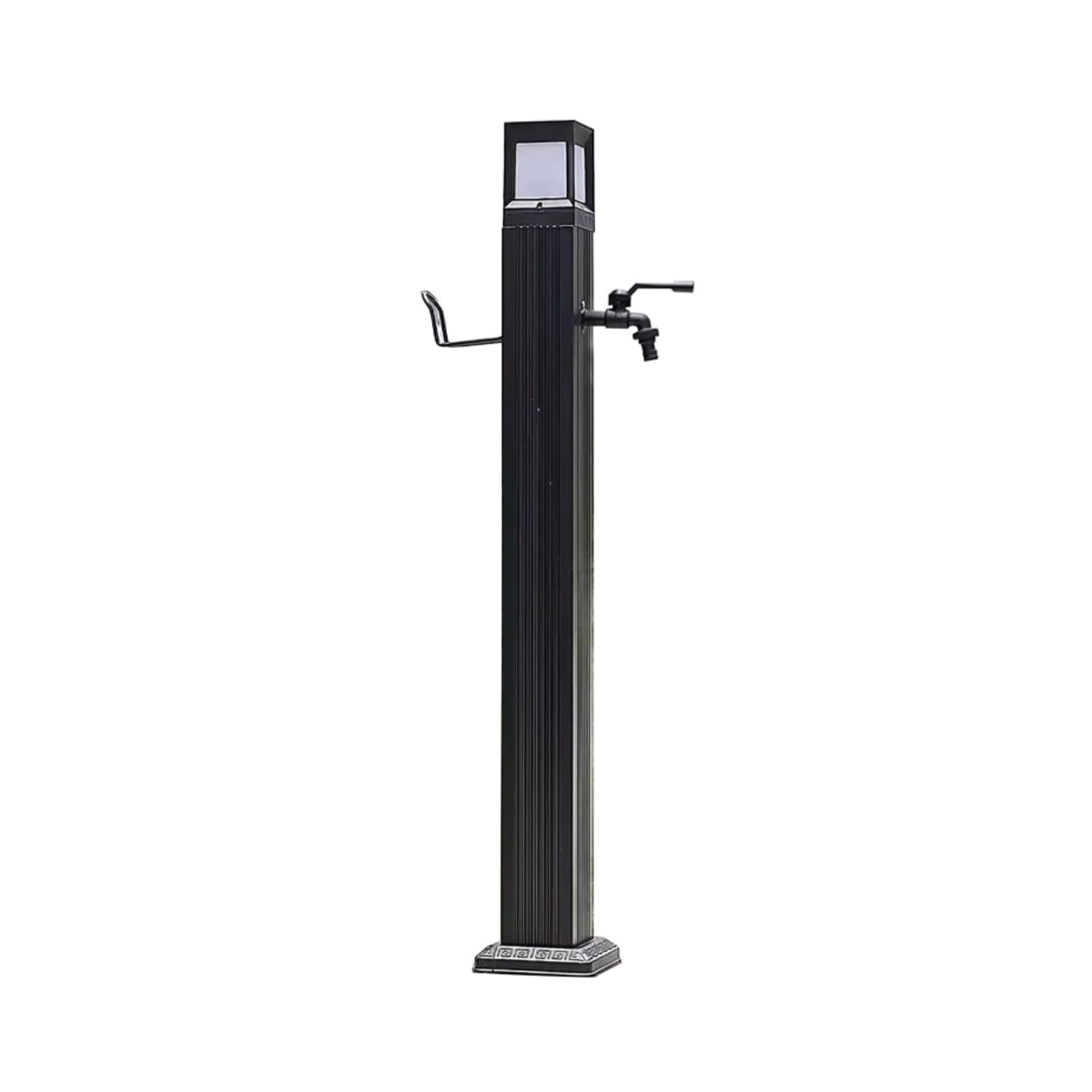 Pzeob Nero Garden Water Column,Anti-Freeze Courtyard Yard Hydrant Sensor Lighted Freestanding Faucet Post With Hose Holder, Outdoor Faucet Post(113.5X14cm)