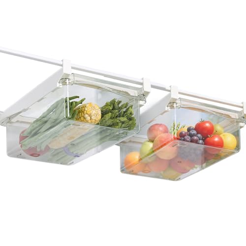 Tomotato Organizador de Cajón de Refrigerador, 30,5 x 20 x 9,5 cm Cajón de Almacenamiento para Frigorífico Contenedor Retráctil para Refrigerador para Nevera Cocina Armarios (2 piezas)