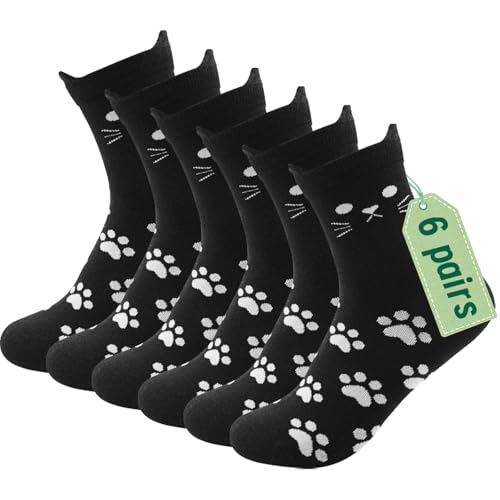 Image of Fashion Cotton Crew Cats Socks Funny Novelty Casual Cute Colored Cat Ears Socks Birthday Gifts for Women