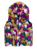 Idopy Men`s Luxury Faux Fur Hoodie Coats Sleeveless Jacket Vest With Hood Blue Red XL