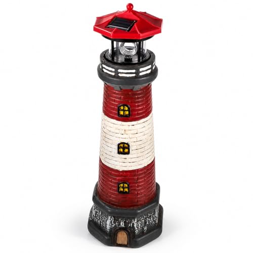STOBAZA Phare solaire avec lampe rotative en résine - Décoration de jardin étanche pour cour, pelouse, terrasse