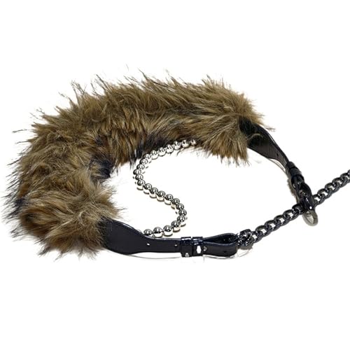Ceinture Y2k en peluche rétro avec chaîne de taille amovible pour femme