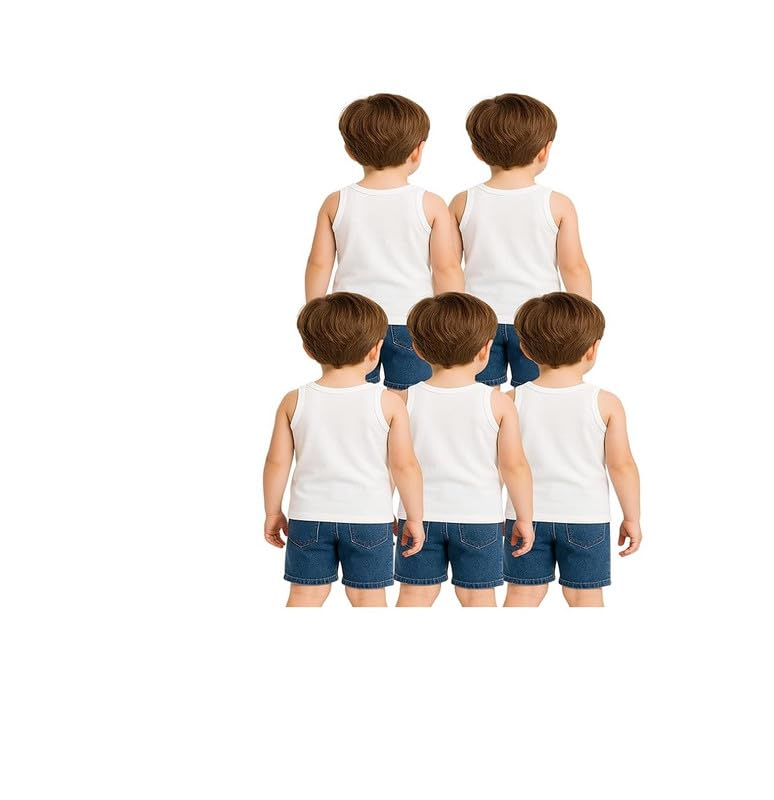 Image of GMR Boys Cotton White Vest Sleeveless Pack of 5