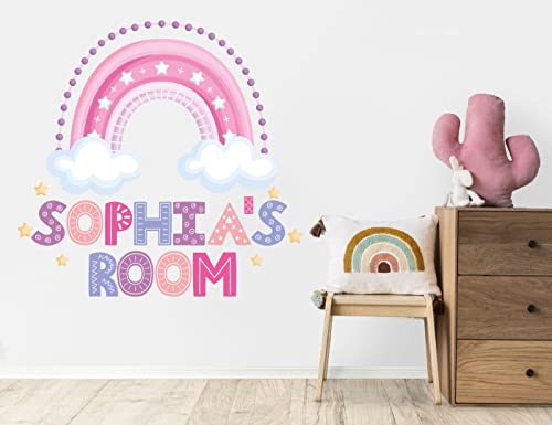 Vinilos decorativos arcoíris rosa para habitación de niña miniatura 3