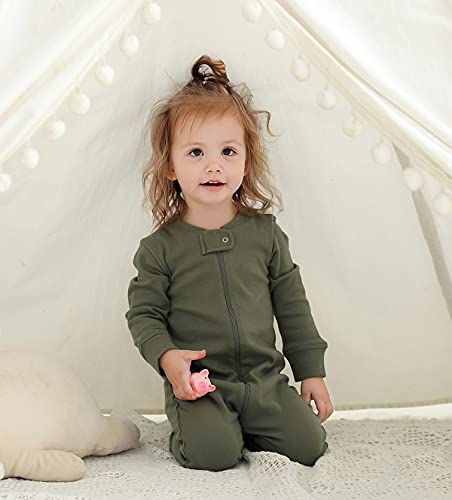 Image of Owlivia Organic Cotton Baby Boy Girl Zip Up Sleep N Play, Footless, Long Sleeve (Size 0-18 Month)