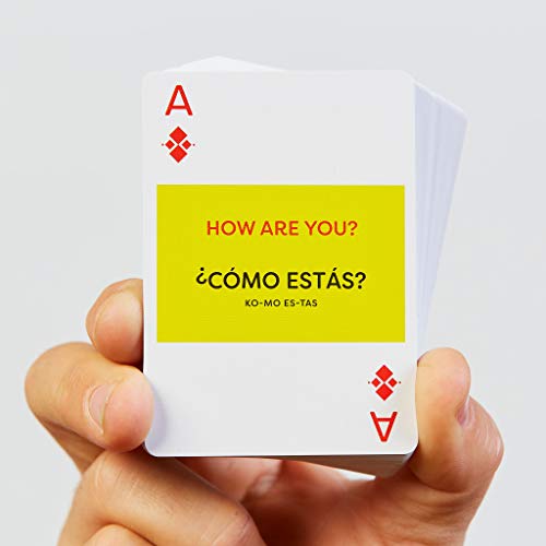 Lingo Spanish Cards In Tin Box - The Best Playing Cards For Beginners To Learn Spanish Vocabulary & Pronunciation In A Fun & Easy Way. 54 Useful Spanish Phrases On Unique Flashcards. #TOP1