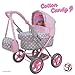 509 Crew: Cotton Candy Pink: Amanda Doll Pram - Pink, Grey, Polka Dot - W/Matching Handbag, Foldable, Removable Bassinet, Kids Pretend Play, Ages 3+