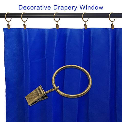 image for AMZSEVEN 40 Pack Curtain Rings with Clips, Drapery Clips with Rings, D