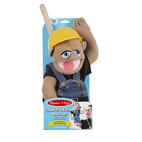 Melissa & Doug Construction Worker Puppet with Detachable Wooden Rod for Animated Gestures