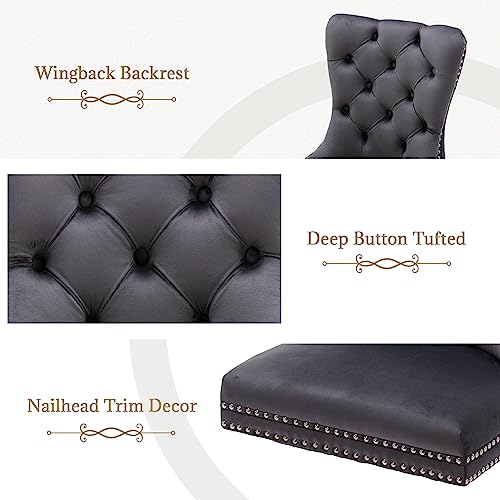 civama-Velvet-Dining-Chairs-Set-of-4-Upholstered-Tufted-Dining-Chairs-with-Nailhead-Trim-Back-Pull-Ring-Nikki-Collection-Elegant-Armless-Kitchen-Chair-with-Solid-Wood-Legs-Dark-Grey civama Velvet Dining Chairs Set of 4 Upholstered Tufted Dining Chairs with Nailhead Trim Back Pull Ring Nikki Collection Elegant Armless Kitchen Chair with Solid Wood Legs Dark Grey