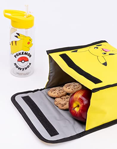 Pokemon Pikachu Backpack Set 4 Piece Lunch Box Water Bottle Pencil Case Set Yellow #TOP4
