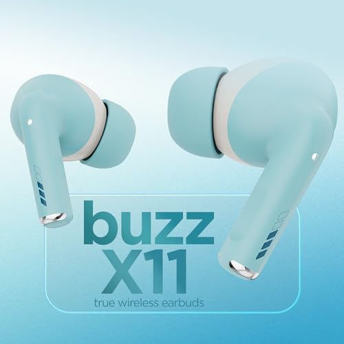 Image of Dubstep Buzz X11 TWS Wireless Earbuds, 60hrs Playtime, Bluetooth 6.0, 13mm Neodymium Drivers, XBass Technology, ENC Noise Cancellation, Type-C Fast Charging (Blue)