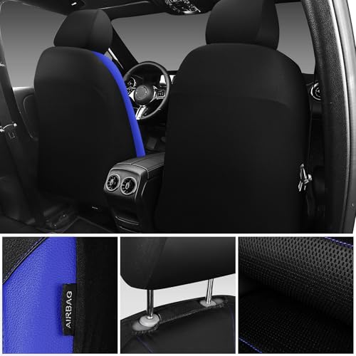 CAR PASS Universal Leather Two Front Seat Covers,Sport seat Covers fits Most Cars, SUVs, Trucks, and Vans Airbag Compatible (2 Front Seats, Black and Blue) by CAR PASS - Image 6