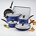 Farberware 21891 Dishwasher Safe Nonstick Cookware Set / Pots and Pans Set - 15 Piece, Blue