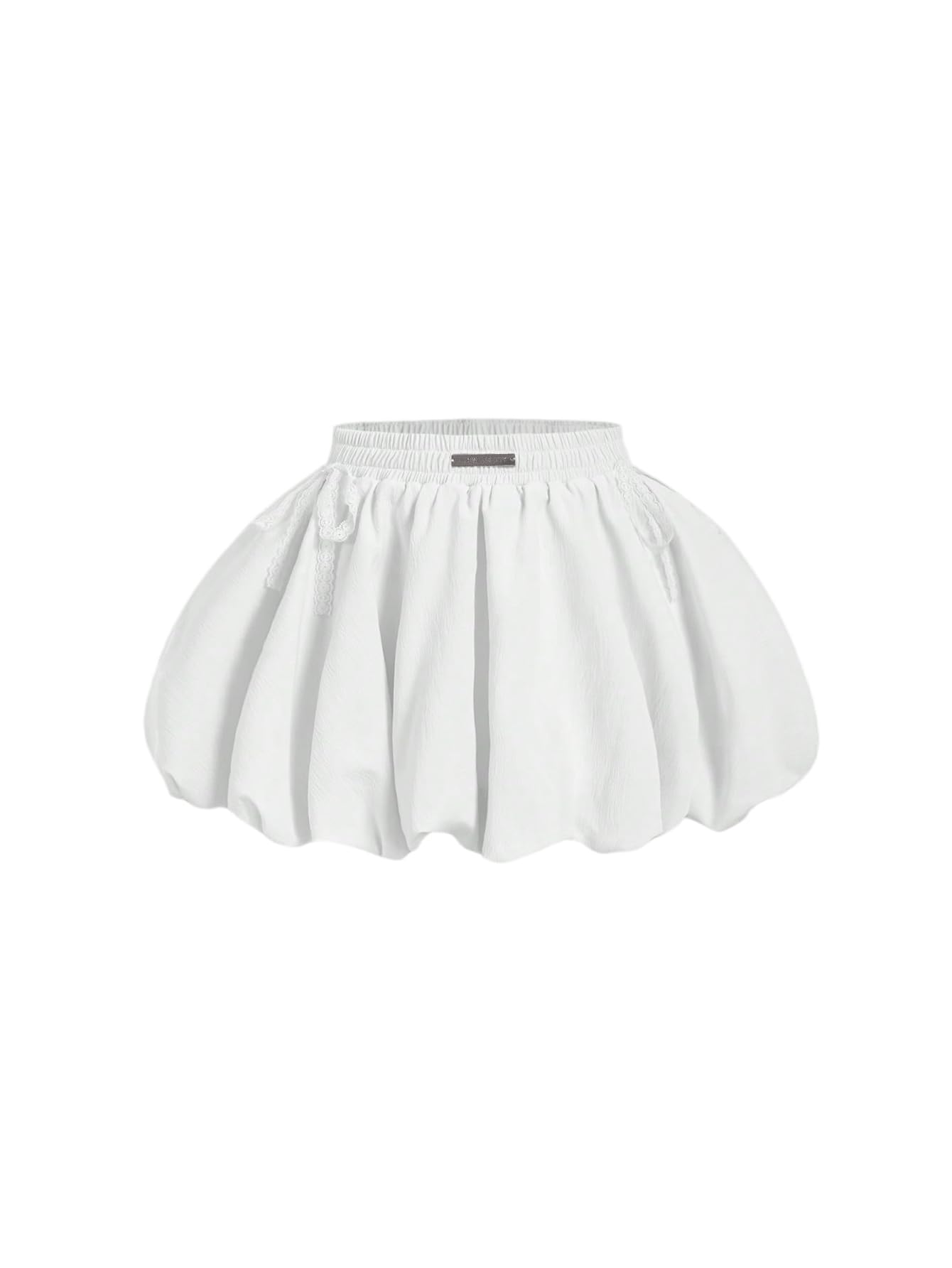 Floerns Womens Y2K Bow Lace Bubble Skirt Elastic Waist A Line Ruffle Mini Skirts