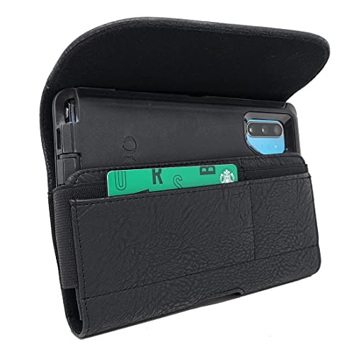 Aiscell Wallet Case Belt Clip Holster For Moto One 5G, One 5G Uw, One 5G Ace, Moto G 5G, G Stylus 5G (2022)(2021),Moto G Pure, Edge (2021) Black Pebbled Leather Pouch Case (Fit W/Protective Cover On) #TOP1