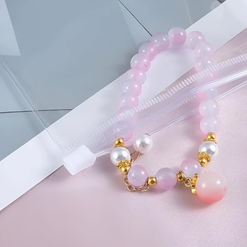 Image of Nibbler 15 Pcs Jewellery Organiser, Transparent Clear Zip Lock Pouch Storage Care for Earring, Ring, Stone, Necklace, Multipurpose Use (Transparent) (21x13 cm)