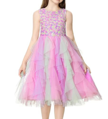 Girls Easter Dress for Spring Lace Tulle Mesh Dress Flower Girls Party Dance Dress for Little Girls4