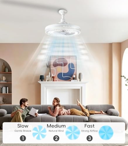 Ventilador de techo con luz LED E27 silencioso y mando para techos bajos 5