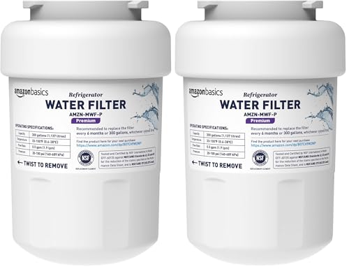 Image of Amazon Basics Replacement GE MWF Refrigerator Water Filter Cartridge - Premium Filtration (Pack of 2)
