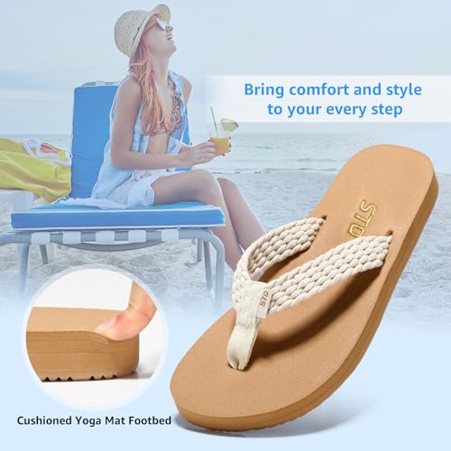 Image of STQ Women Quick Dry Flip Flops with Yoga Mat Sole Arch Support Thong Sandal | Instant Comfort Flip Flops With Padded Straps, Yoga Mat Cushioning, Non Slip Tpr Sole, Durable Design For Everyday Wear