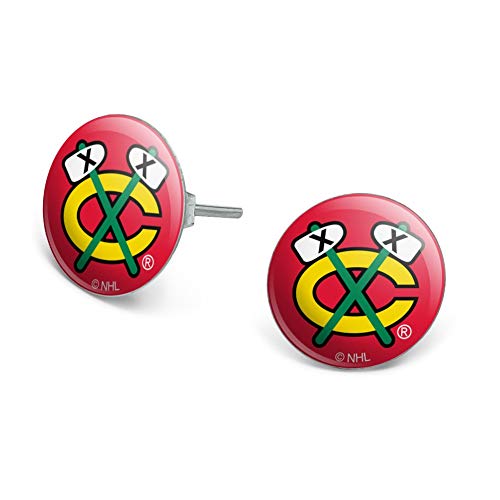 Graphics & More ER.NHL01.Z005557_8 Nhl Chicago Blackhawks Fan Novelty Silver Plated Stud Earrings cover