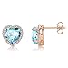 LEKANI 18k Gold Plated Heart Stud Earrings with Zirconia and Crystals,Heart Cut Earring Studs, Best Gift Ideas for Women, Girls, Ladies, Special-Occasion Jewelry (ShineBlue)