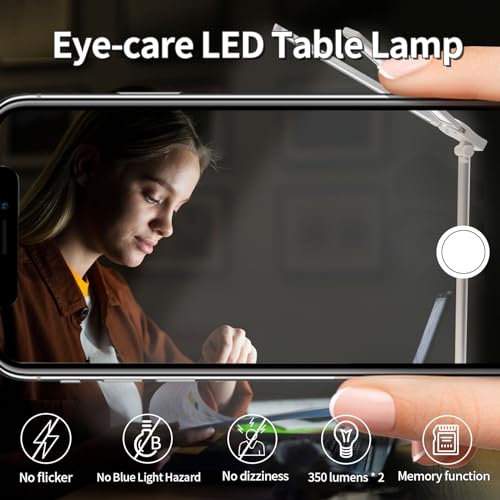 LQWELL® Double Head Desk Lamp LED Dimmable, Dual Swing Arm LED Table Lamp, 5 Colors and 10 Brightness Levels, Eye-Friendly Reading Lamp with USB Charging, Touch Control & Memory Function, Timer - Cosy Home Interiors LQWELL® Double Head Desk Lamp LED Dimmable, Dual Swing Arm LED Table Lamp, 5 Colors and 10 Brightness Levels, Eye-Friendly Reading Lamp with USB Charging, Touch Control & Memory Function, Timer - Image 4