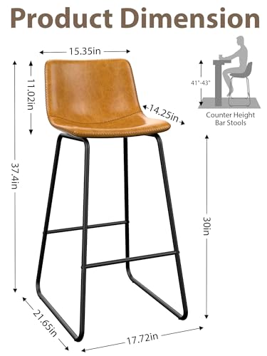 Image of 30in Bar Stools Counter Height Chairs Set of 3 (Whiskey Brown)