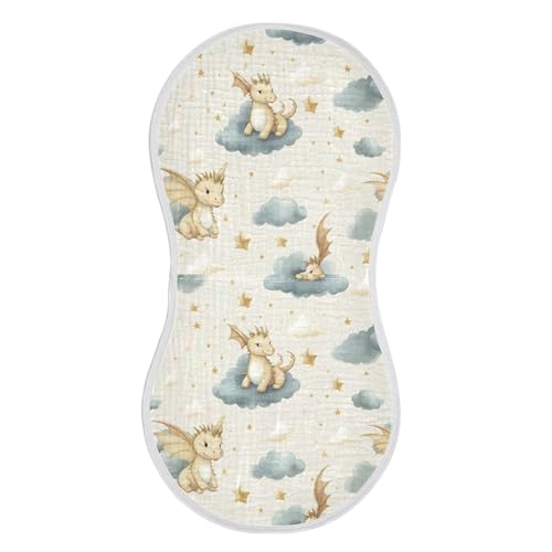 xigua Cute Dragon Baby Burp Cloths for Newborn Boys and Girls 4 Pack, Soft & Absorbent Cotton Baby Burp Cloth, Baby Washcloths, Newborn Towel, Burp Rags