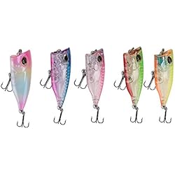 Mini Señuelos De Pesca RiToEasysports 5 Piezas de Cebo Artificial de Pesca, Cebo de Pesca señuelos de Pesca de plástico Mini Popper Accesorio de Aparejos de Peces flotantes para Agua Salada y Agua Dulce