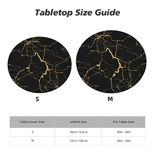 Fiokroo Black Marble Texture Tablecloth with Elastic Edge, Round Table Cloth Washable Reusable Table Cover for Kitchen Dining Party Picnic, Medium(Suitable for 45-50 in) by Fiokroo - Used condition - Image 3