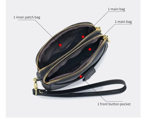 Genuine Leather Mini Wallet for Women Small Wristlet Clutch Double Zippers Coin Kids Wallet Gift Green One Size(Yellow)4