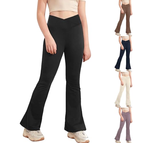 Girls Flare Leggings V Crossover Waisted Bootcut Yoga Pants Preppy Full Length Bell Bottoms Teen Stretchy Dance Sweatpants2