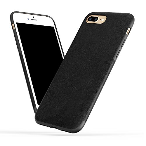 ALYEE iPhone 7 Plus Phone Case, iPhone Leather Case for iPhone 7 Plus,iPhone 8 Plus, 5.5 inch(Matte Black)