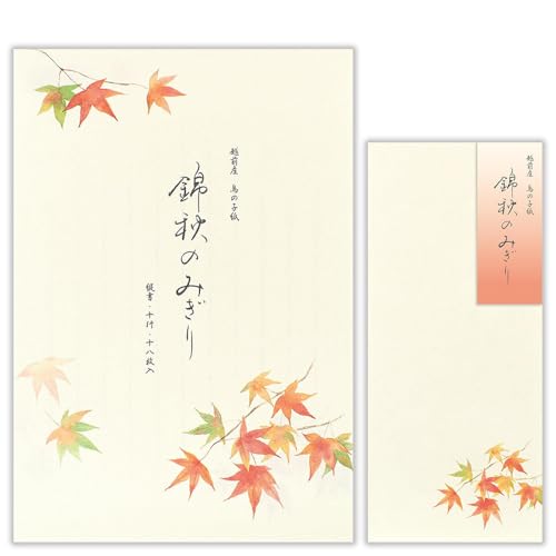 エヌビー社 便箋 秋四集 錦秋2A便箋 封筒セット | 【便箋】 18枚入 b5 相当 縦書き 和紙 【封筒】 5枚入 長形4号封筒