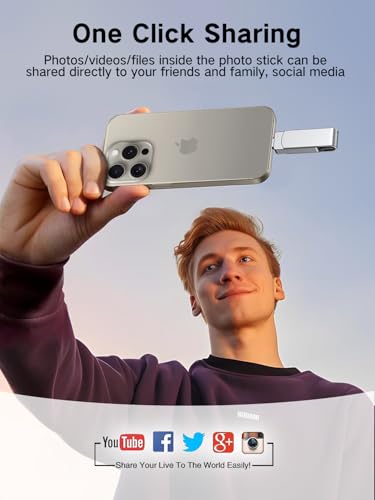 TEARMOS 512GB Flash Drive Intended for iPhone iPad, Memory Stick Storage for Photos and Videos Backup, Compatible with iPhone iPad Android PC, Plug and Play, No Application Required (Metal Silver)