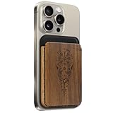 Carveit Designer Wood Wallet, Compatible with MagSafe Wallet, Magnetic Card Holder for iPhone 12/13/14/15/16 Pro Max, for Galaxy S22/S23/S24 Ultra, Pixel 7/8/9 Pro (Viking Compass Vegvisir - Walnut)