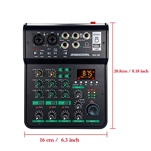4 Channel Audio Interface Usb Mixer Mixing Board +48V Supply Power Support Condenser Mic Record For Karaoke Live Performance Streaming Dj Studio #TOP3
