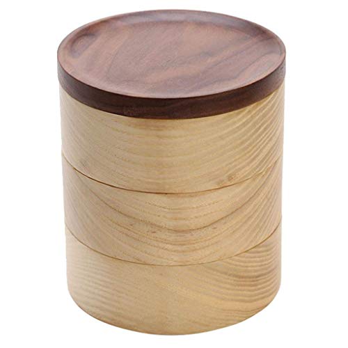 Preisvergleich Produktbild Giow Schmuckschatulle Holz runde mehrschichtige multifunktions haushalts aufbewahrungsbox