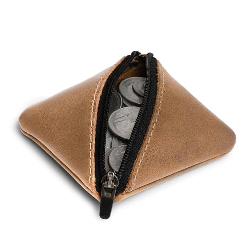 Image of Hide & Drink, Slash Zippered Pouch, Change Holder, and Storage for Pocket and Purse Organization with Zipper, Full Grain Leather, Handmade (Single Malt Mahogany)