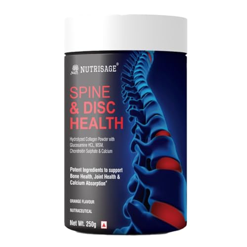 Nutrisage Spine & Disc Health Powder I 20-in-1 powerful ingredients I Back Pain and Neck Pain Support for Disc Bulge, Herniated, Slip Disc and Degenerative Discs,250 gm