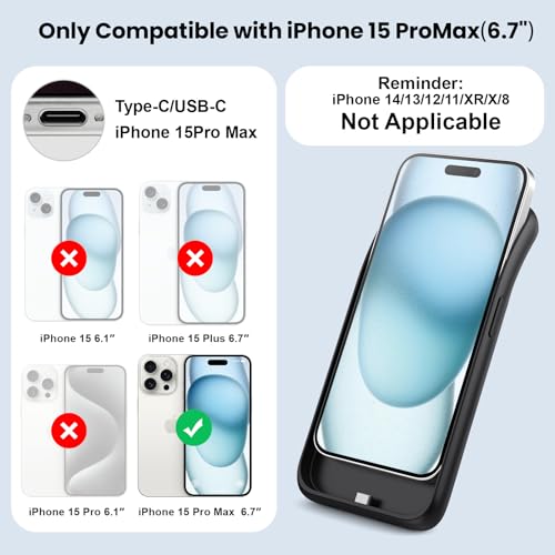 Feob BATTERY CASE BA6 Case For Iphone 15 Pro Max,Powerful 8600Mah Ultra-Slim Protective Charging Case,15W Fast Charging Portable Rechargeable Expandable Battery Charger Cover thumb #1