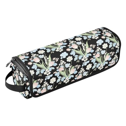 Bolsa de viaje para herramientas de cabello para mujer con alfombrilla resistente al calor, organizador portátil blanco y verde floral para planchas, rizadores y secadora miniatura 1